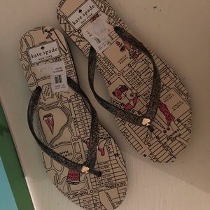 Kate Spade Nouveau York Map Flip Flops